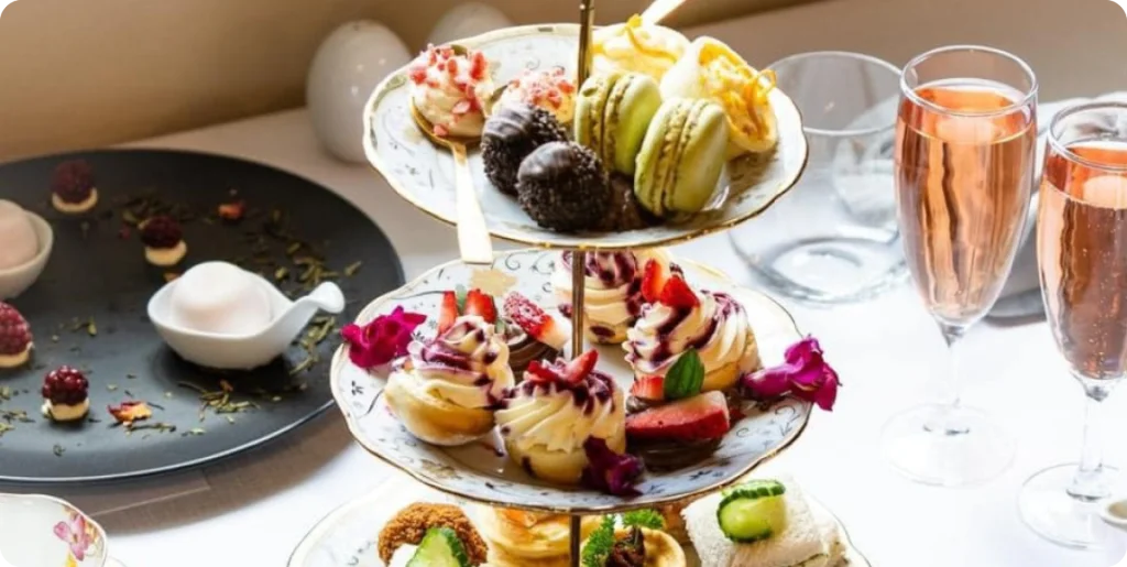fruits and beverages displayed as part of a Mother’s Day meal