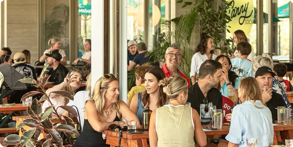 Happy family enjoying a Mother’s Day meal together at a restaurant