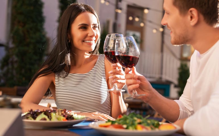 Couple having a meal together