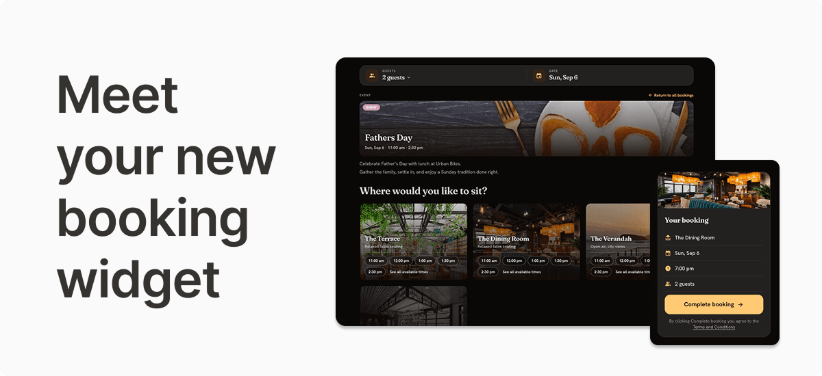 New Now Book It restaurant booking widget